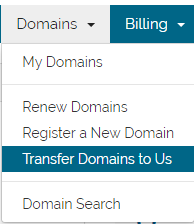 billing -> transfer a domain to us